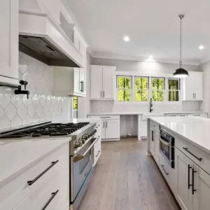 Modern white kitchen with island