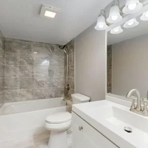 Modern bathroom with tub and shower