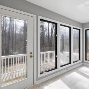 Newly installed door with proper sealing and clean finish